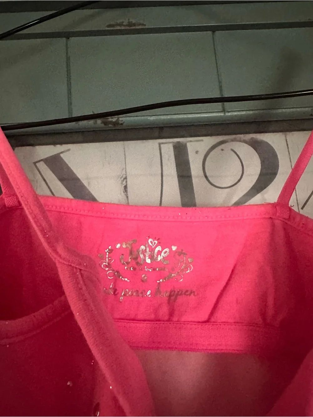 Justice Hot Pink Rhinestone Spaghetti Strap Tank